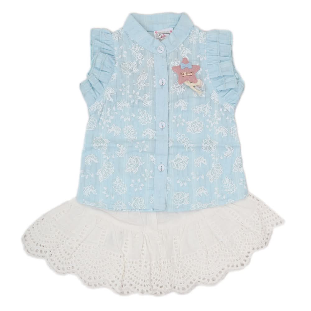Newborn Girls Half Sleeves Skirt Suit - Blue, Kids, NB Girls Sets And Suits, Chase Value, Chase Value