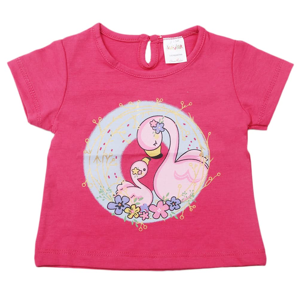 Newborn Girls Half Sleeves T-Shirt - Dark Pink, Kids, Newborn Girls T-Shirts, Chase Value, Chase Value