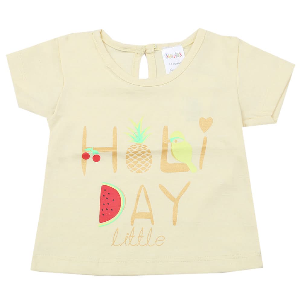 Newborn Girls Half Sleeves T-Shirt - Yellow, Kids, Newborn Girls T-Shirts, Chase Value, Chase Value