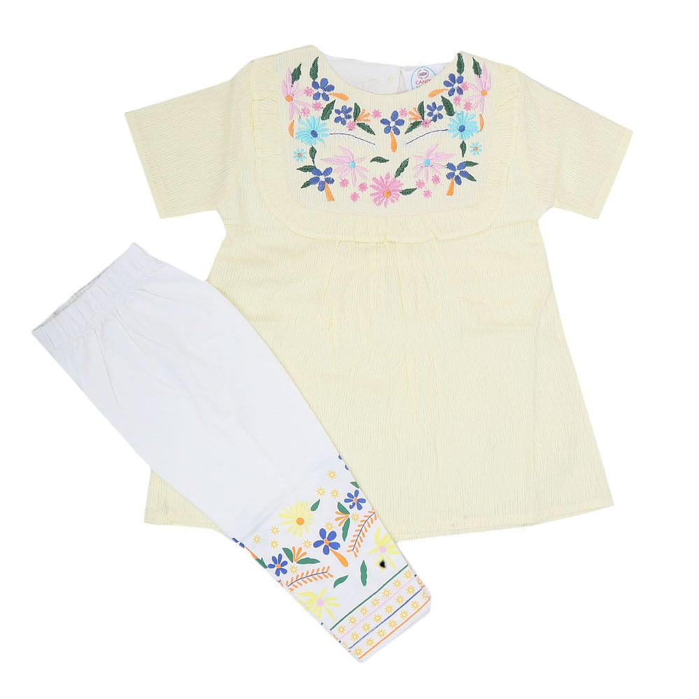 Newborn Girls Half Sleeves Suit 6B-130 - Yellow, Kids, NB Girls Sets And Suits, Chase Value, Chase Value