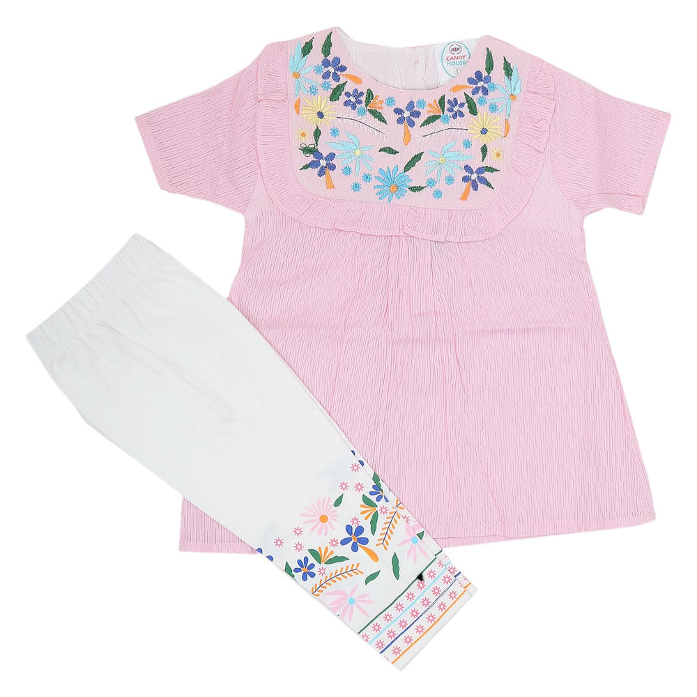 Newborn Girls Half Sleeves Suit 6B-130 - Pink, Kids, NB Girls Sets And Suits, Chase Value, Chase Value