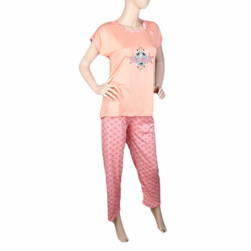 Women's 2 Piece Night Suit - Peach, Women, Night Suit, Chase Value, Chase Value