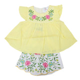 Newborn Girls Half Sleeves Short Suit 6B-133 - Yellow, Kids, NB Girls Sets And Suits, Chase Value, Chase Value