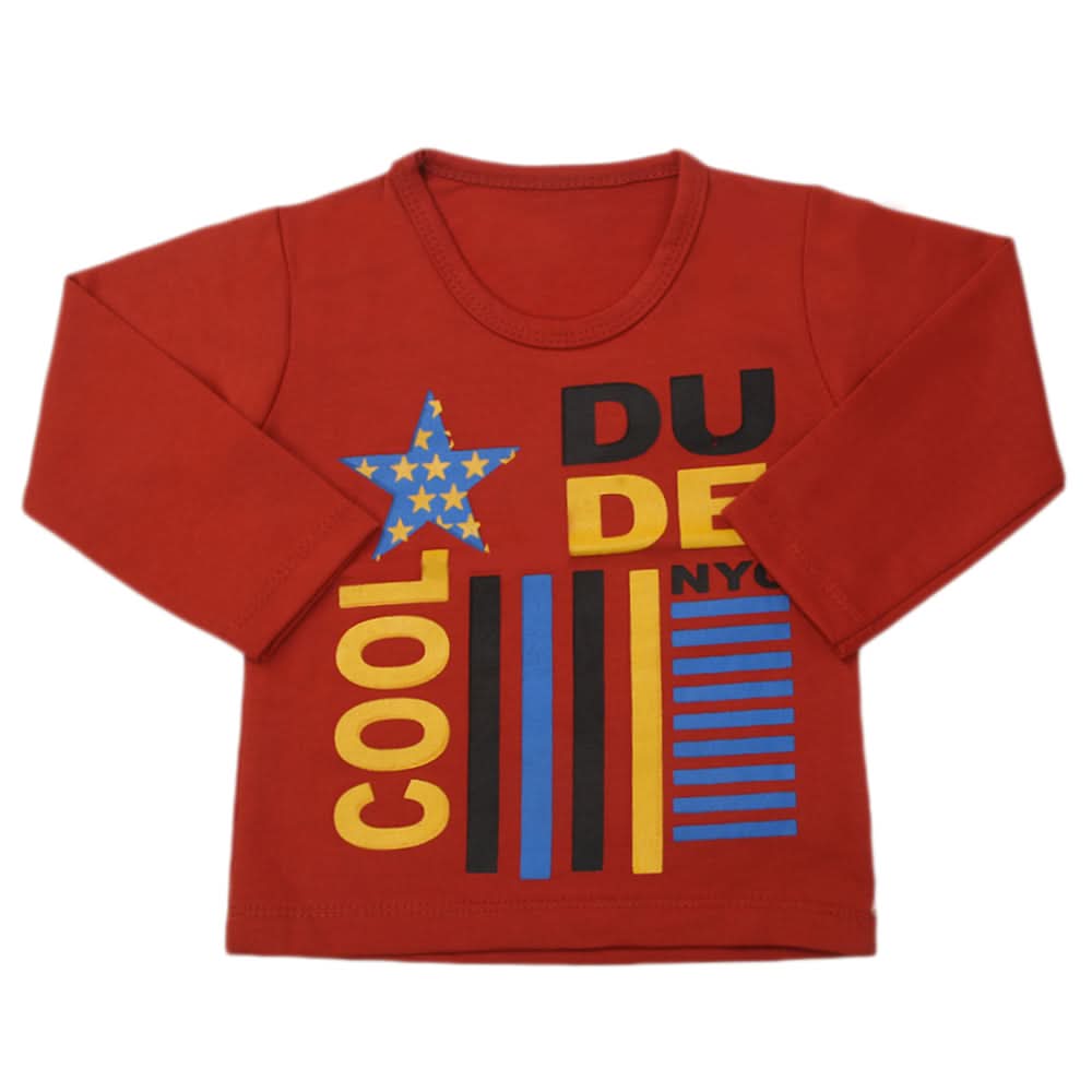 Boy's Full Sleeves T-Shirt - Rust, Kids, Boys T-Shirts, Chase Value, Chase Value