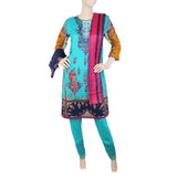 Women's Printed Shalwar Suit - Steel Blue, Women, Shalwar Suits, Chase Value, Chase Value