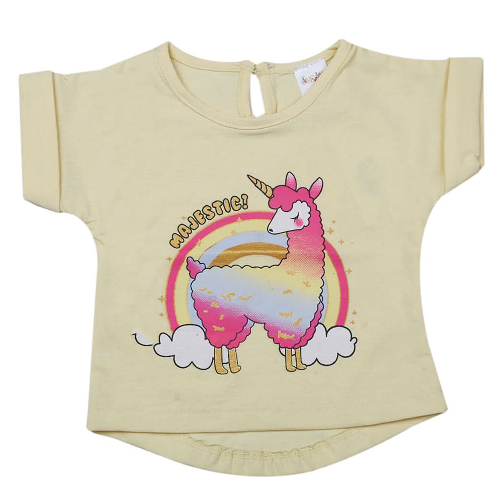Newborn Girls Half Sleeves T-Shirt - Yellow, Kids, Newborn Girls T-Shirts, Chase Value, Chase Value