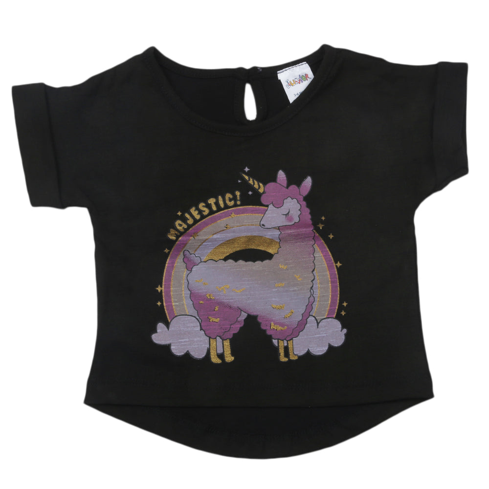 Newborn Girls Half Sleeves T-Shirt - Black, Kids, Newborn Girls T-Shirts, Chase Value, Chase Value