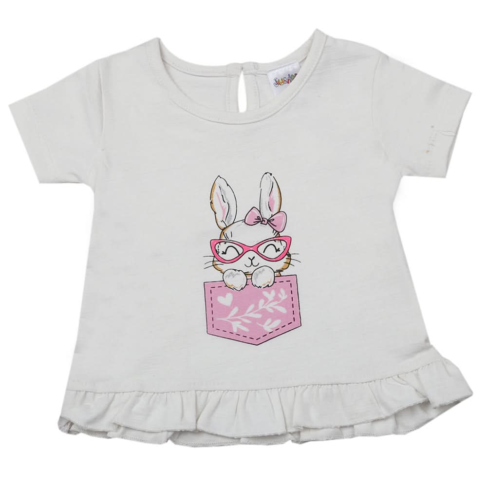 Newborn Girls Half Sleeves T-Shirt - White, Kids, Newborn Girls T-Shirts, Chase Value, Chase Value
