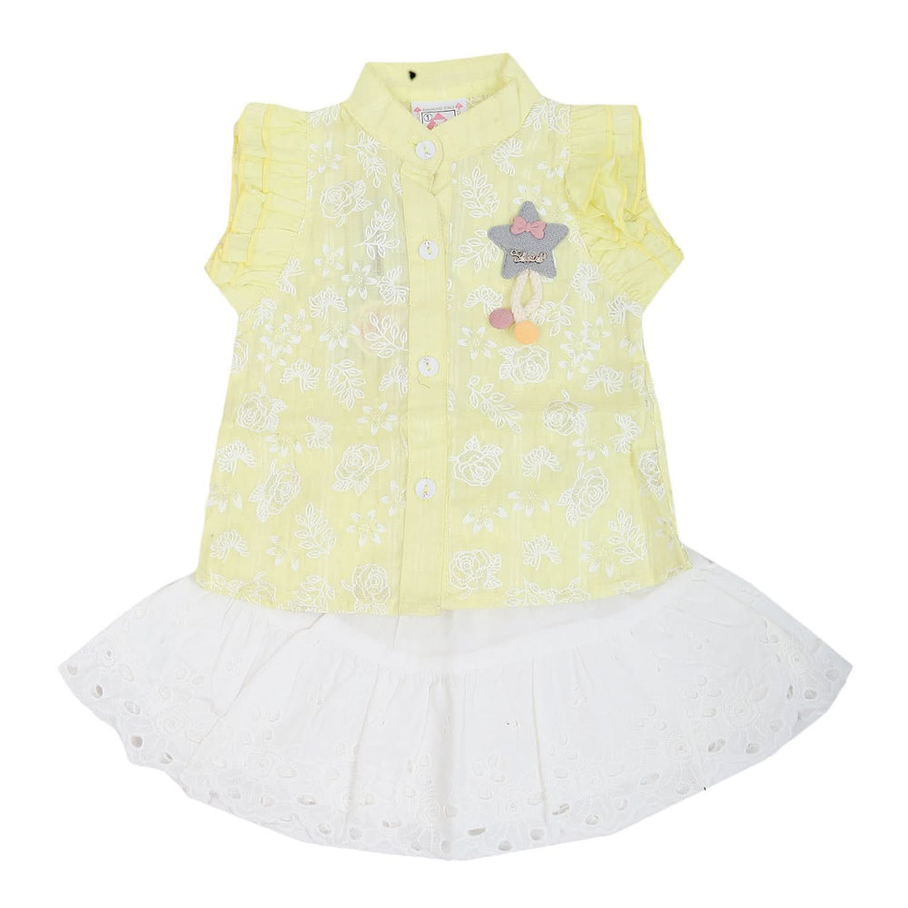 Newborn Girls Half Sleeves Skirt Suit - Yellow, Kids, Newborn Girls Sets And Suits, Chase Value, Chase Value