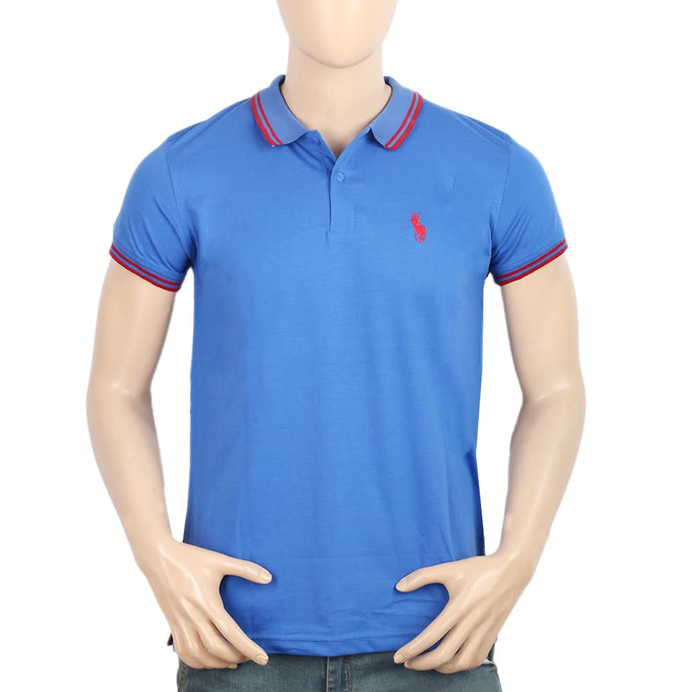 Men's Half Sleeves Collar Tip Polo T-Shirt - Blue, Men, T-Shirts And Polos, Chase Value, Chase Value
