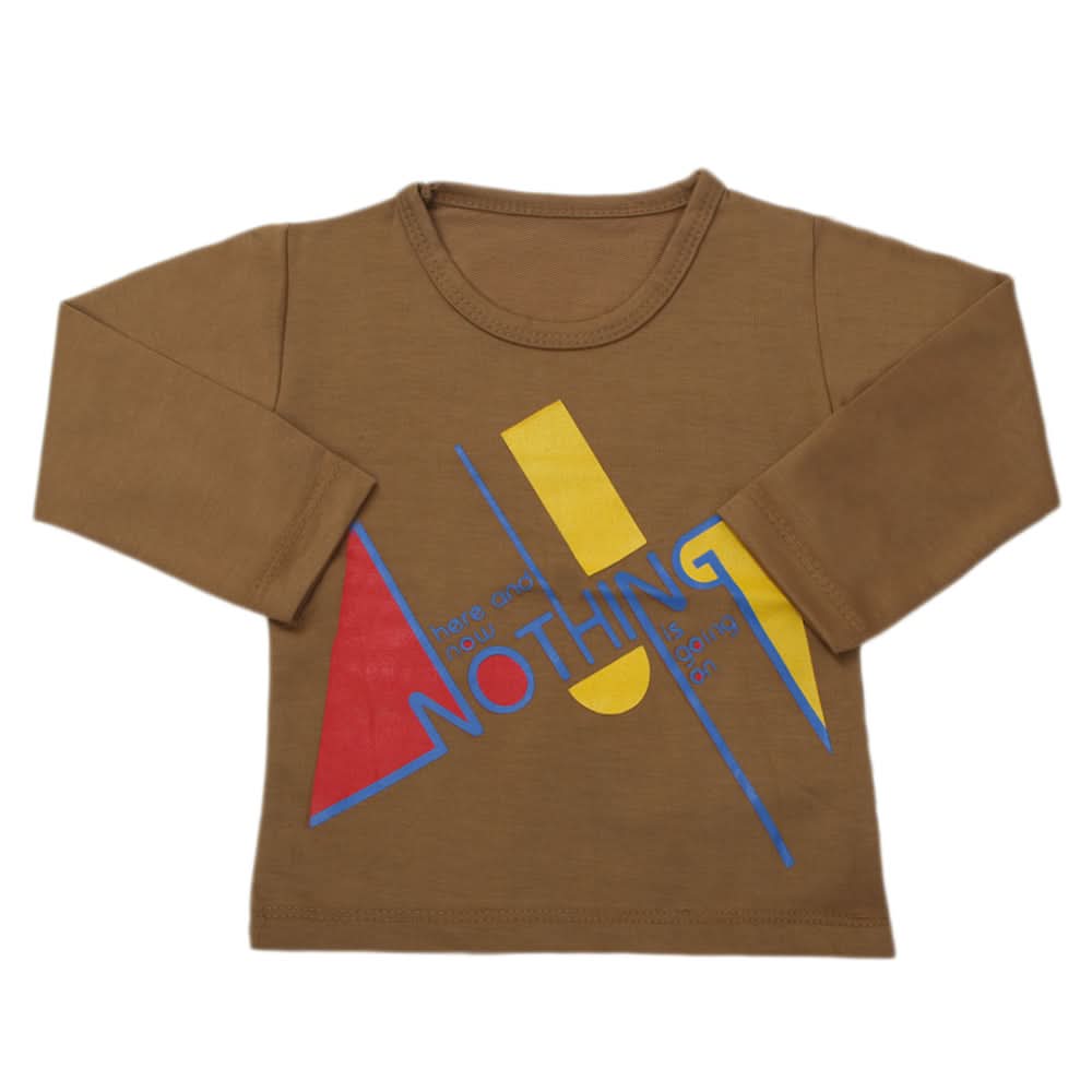 Boy's Full Sleeves T-Shirt - Brown, Kids, Boys T-Shirts, Chase Value, Chase Value