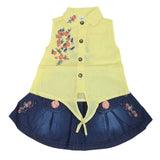 Newborn Girls Half Sleeves Skirt Suit 6B-134 - Yellow, Kids, NB Girls Sets And Suits, Chase Value, Chase Value