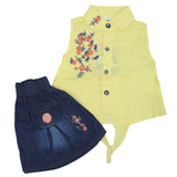 Newborn Girls Half Sleeves Skirt Suit 6B-134 - Yellow, Kids, NB Girls Sets And Suits, Chase Value, Chase Value