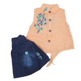 Newborn Girls Half Sleeves Skirt Suit 6B-134 - Peach, Kids, NB Girls Sets And Suits, Chase Value, Chase Value