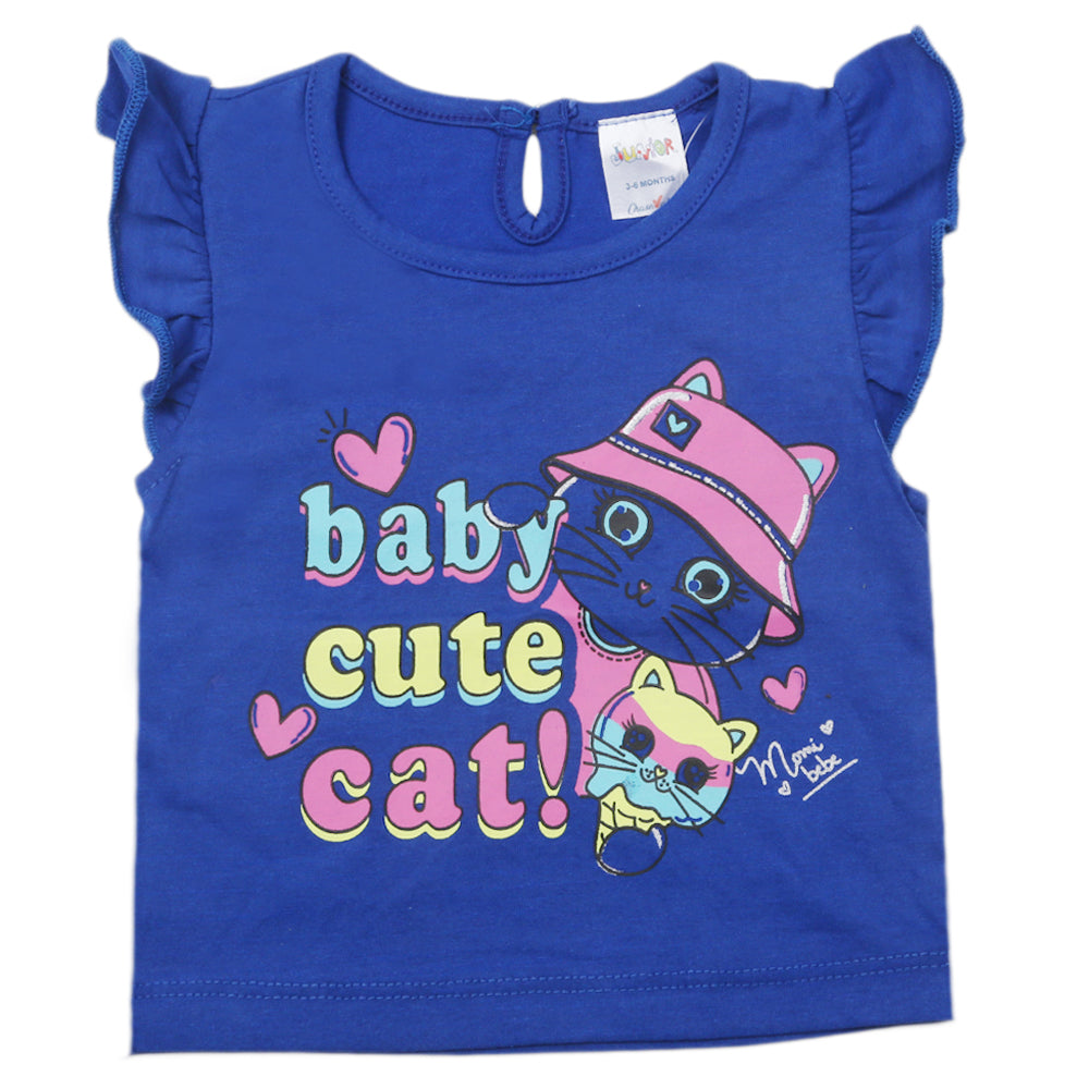 Newborn Girls Half Sleeves T-Shirt - Royal Blue, Kids, Newborn Girls T-Shirts, Chase Value, Chase Value