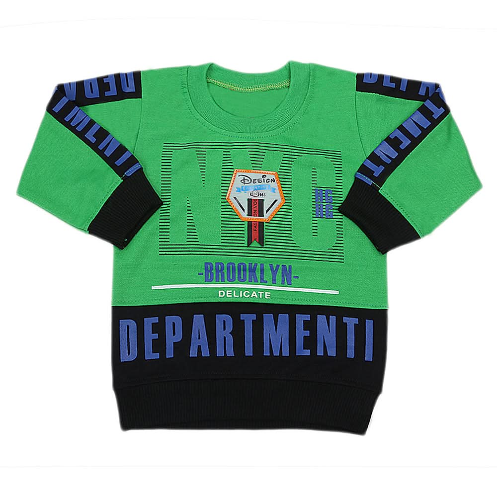 Boys Full Sleeves Terry T-Shirt - Green, Kids, Boys T-Shirts, Chase Value, Chase Value