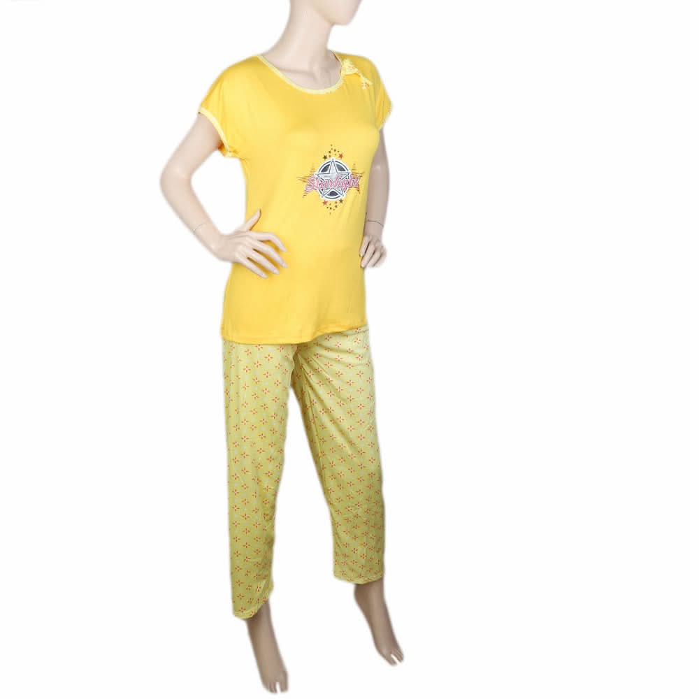 Women's 2 Piece Night Suit - Yellow, Women, Night Suit, Chase Value, Chase Value