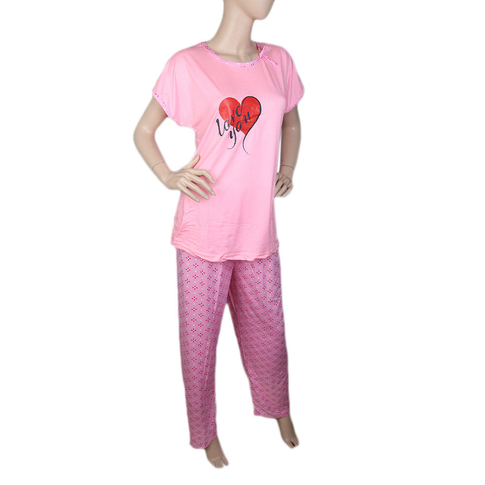 Women's 2 Piece Night Suit - Light Pink, Women, Night Suit, Chase Value, Chase Value