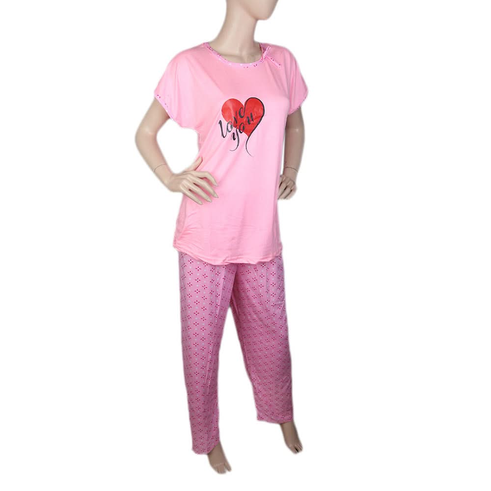 Women's 2 Piece Night Suit - Light Pink, Women, Night Suit, Chase Value, Chase Value