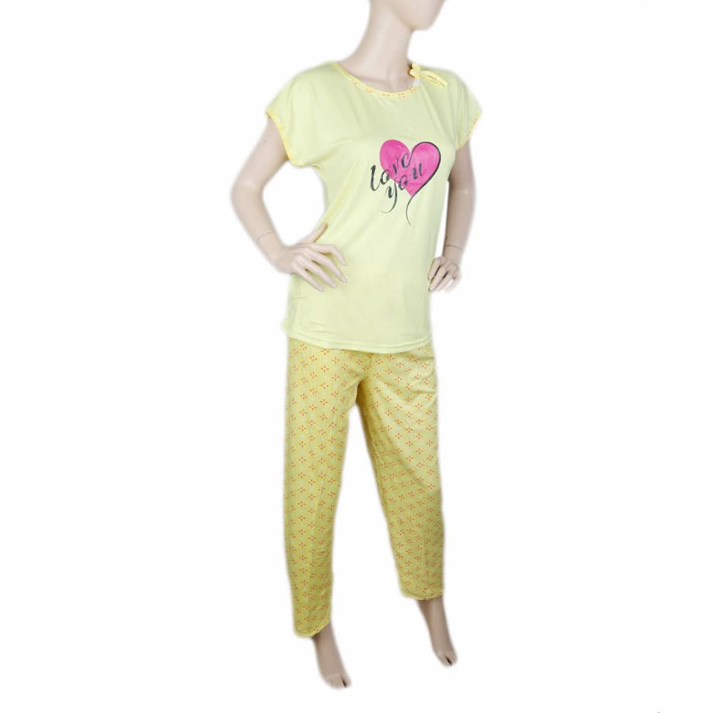 Women's 2 Piece Night Suit - Yellow, Women, Night Suit, Chase Value, Chase Value