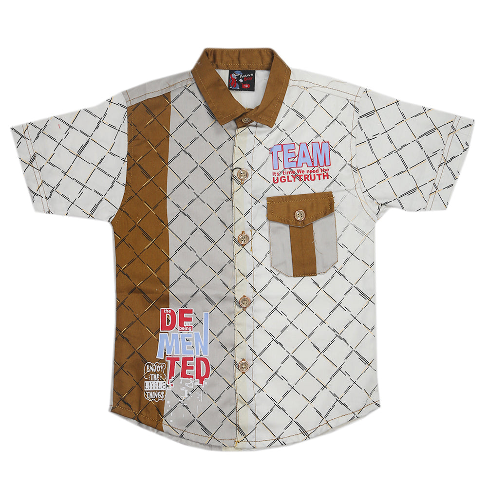 Boys Half Sleeves Casual Shirt - Camel, Kids, Boys Shirts, Chase Value, Chase Value