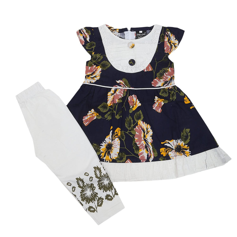 Girls Half Sleeves Tights Suit - Navy Blue, Kids, Girls Sets And Suits, Chase Value, Chase Value