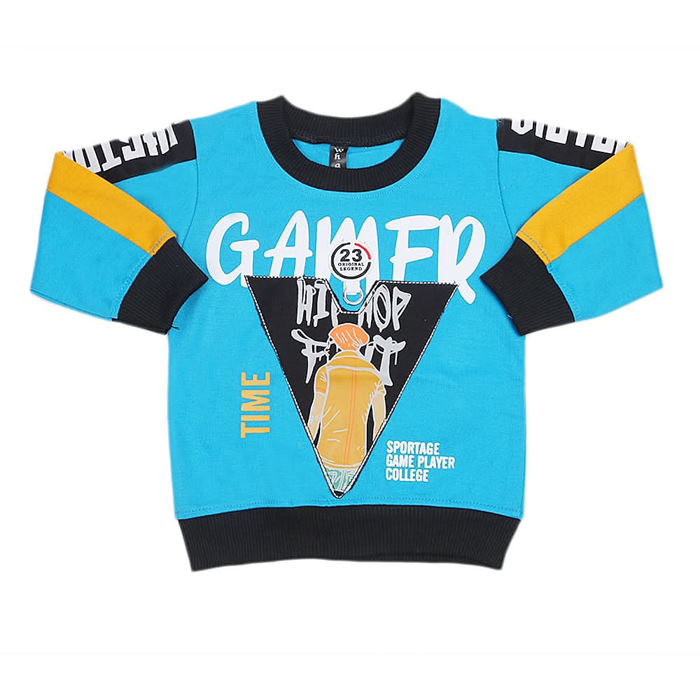 Boys Full Sleeves Terry T-Shirt - Blue, Kids, Boys T-Shirts, Chase Value, Chase Value
