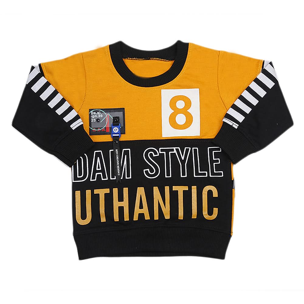 Boys Full Sleeves Terry T-Shirt - Mustard, Kids, Boys T-Shirts, Chase Value, Chase Value