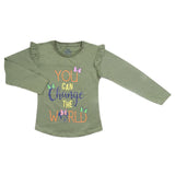 Girls Full Sleeves Jersey T-Shirt - Green, Kids, Girls T-Shirts, Chase Value, Chase Value