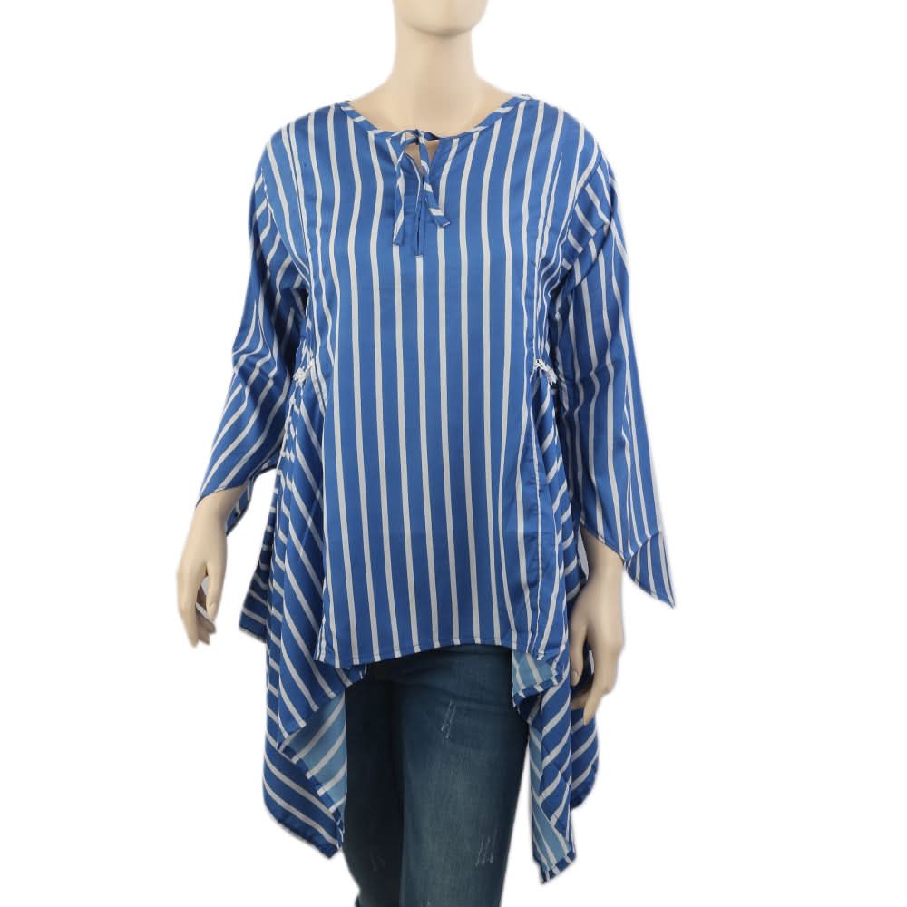 Women's Stripe Printed Western Top-02 - Blue, Women T-Shirts & Tops, Chase Value, Chase Value