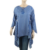 Women's Stripe Printed Western Top-02 - Blue, Women T-Shirts & Tops, Chase Value, Chase Value
