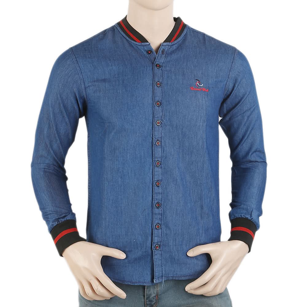 Men's Casual Club Rib Denim Shirt - Light-Blue, Men, Shirts, Chase Value, Chase Value