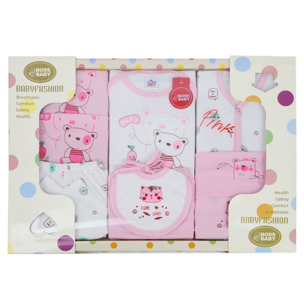 Newborn Gift Set 10Pcs - Pink, Kids, Newborn Boys Sets And Suits, Chase Value, Chase Value