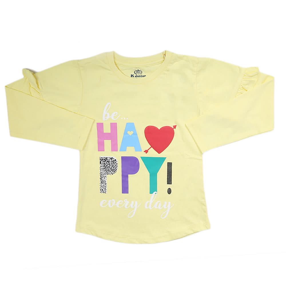 Girls Full Sleeves Jersey T-Shirt - Yellow, Kids, Girls T-Shirts, Chase Value, Chase Value