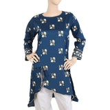 Women's Dobby Printed Kurti - Steel Blue, Women, Ready Kurtis, Chase Value, Chase Value