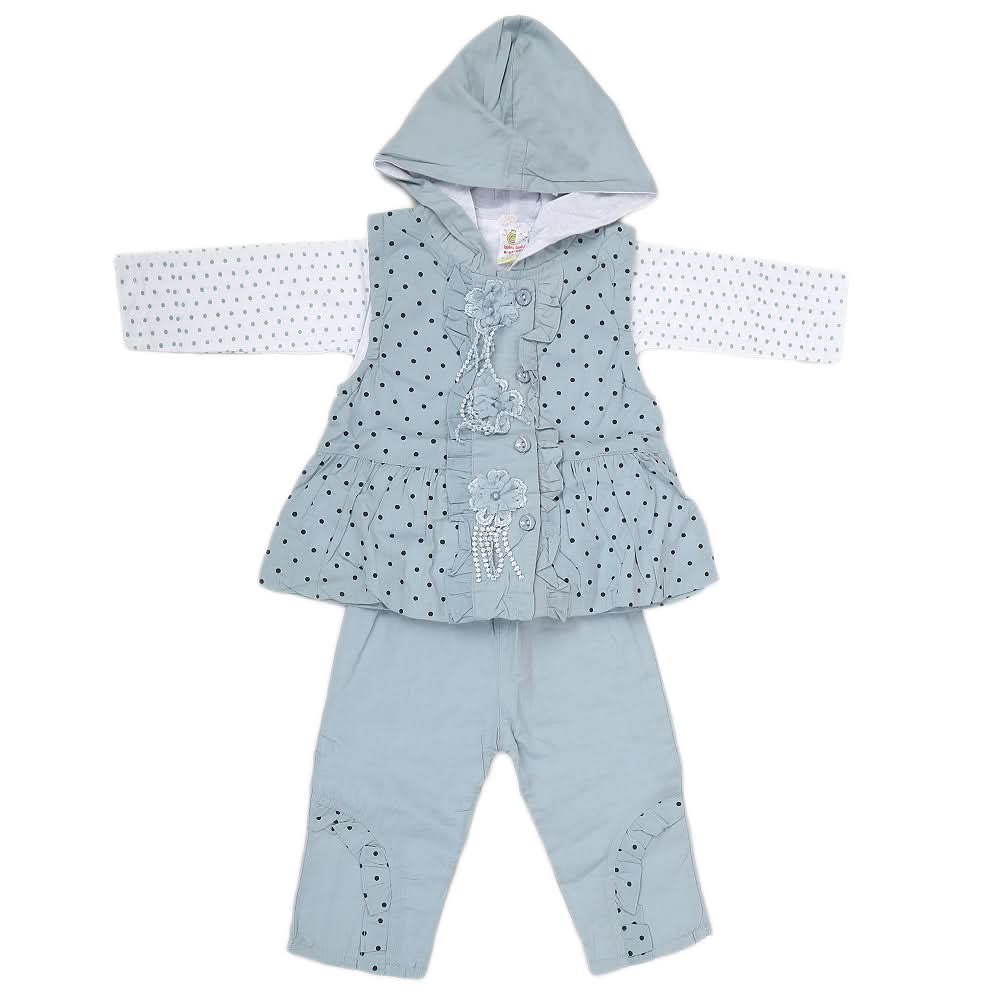 Newborn Girls Full Sleeve Suit (357) - Steel Blue, Kids, NB Girls Sets And Suits, Chase Value, Chase Value