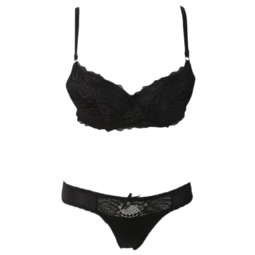 Women's Foam Bra & Panty Set - Black, Women, Bra And Panty Sets, Chase Value, Chase Value