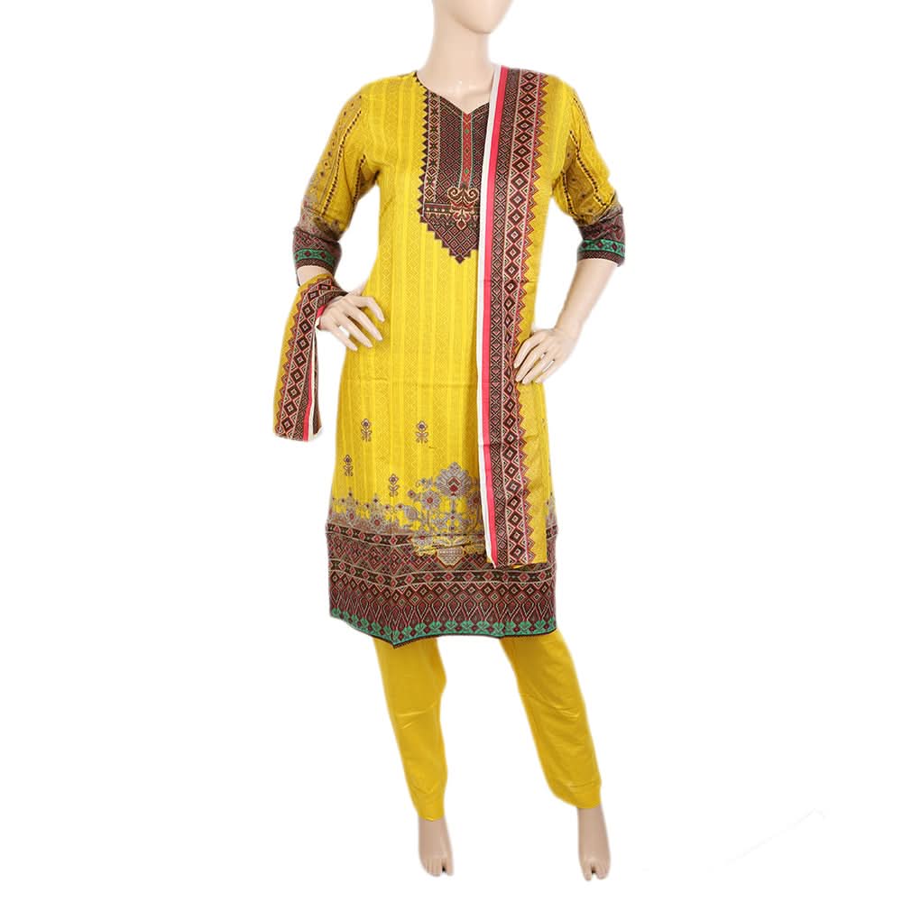 Women's Printed Shalwar Suit - Yellow, Women, Shalwar Suits, Chase Value, Chase Value