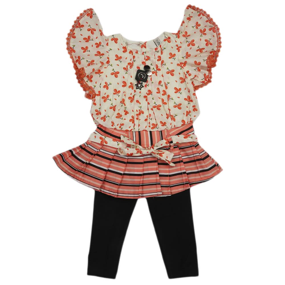 Newborn Girls Half Sleeves Suit - Peach, Newborn Girls Sets & Suits, Chase Value, Chase Value