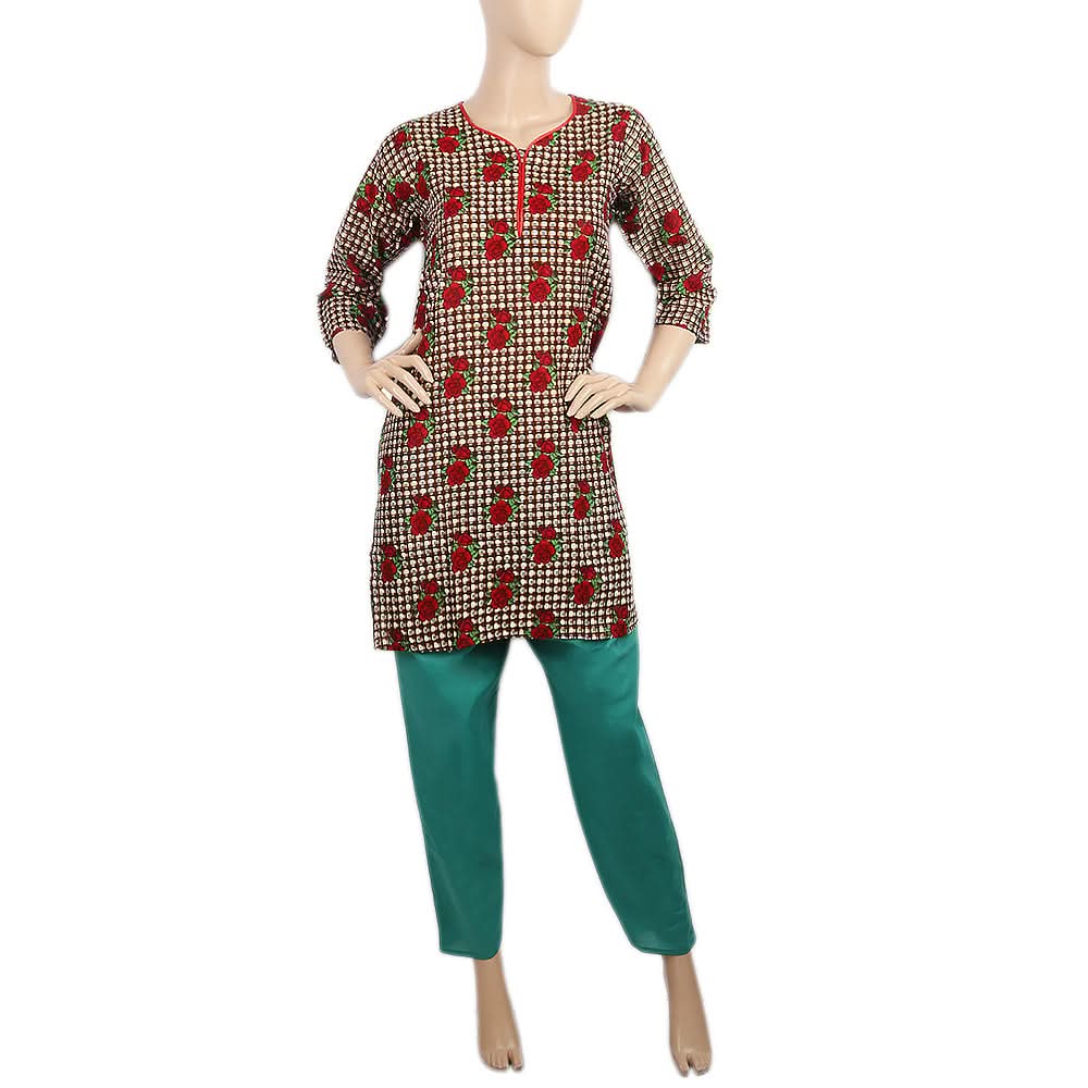 Women's Printed Lawn 2Pcs Stitched Suit - Sea Green, Women, Shalwar Suits, Chase Value, Chase Value