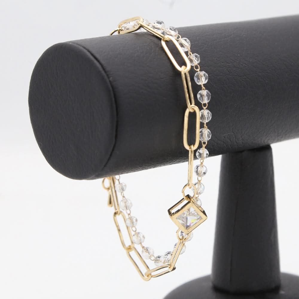 Women's Stone Bracelets - White-Golden, Women, Bangles & Bracelets, Chase Value, Chase Value