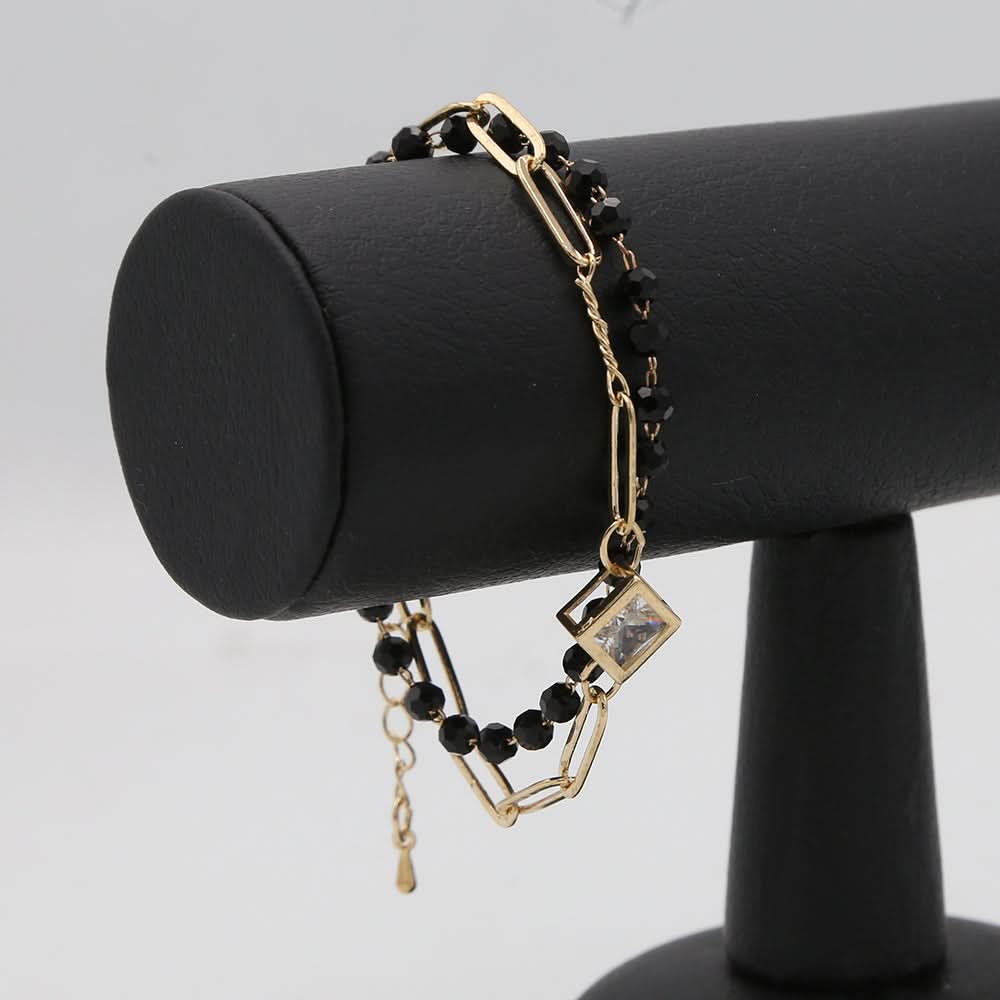 Women's Stone Bracelets - Black-Golden, Women, Bangles & Bracelets, Chase Value, Chase Value