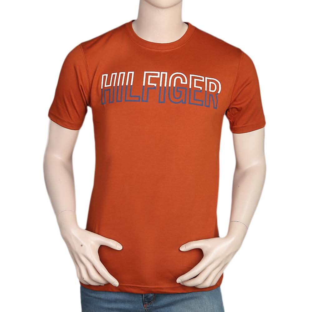 Men's Half Sleeves Round Neck T-Shirt - Rust, Men, T-Shirts And Polos, Chase Value, Chase Value