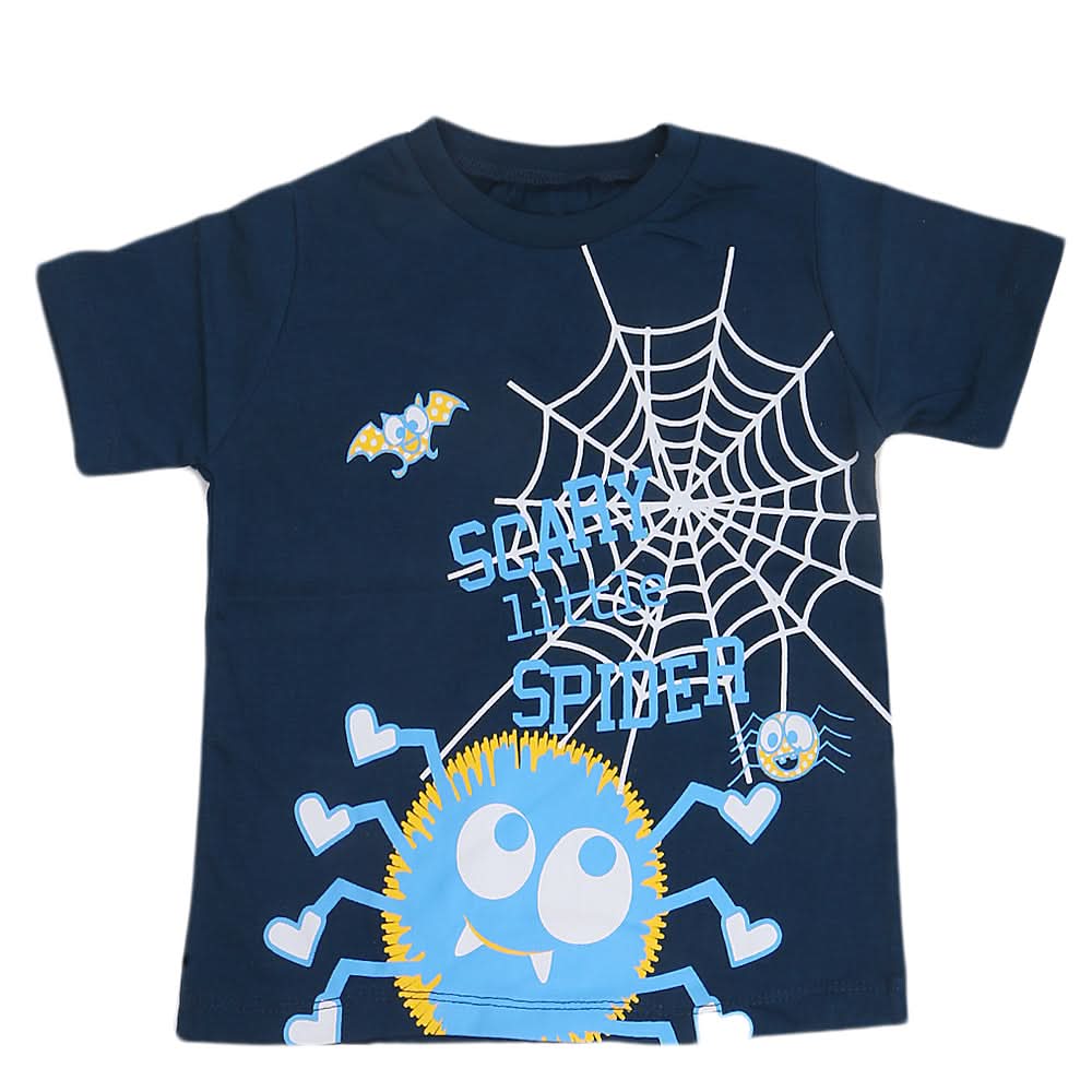 Boys Round Neck Half Sleeves T-Shirt - Navy Blue, Kids, Boys T-Shirts, Chase Value, Chase Value