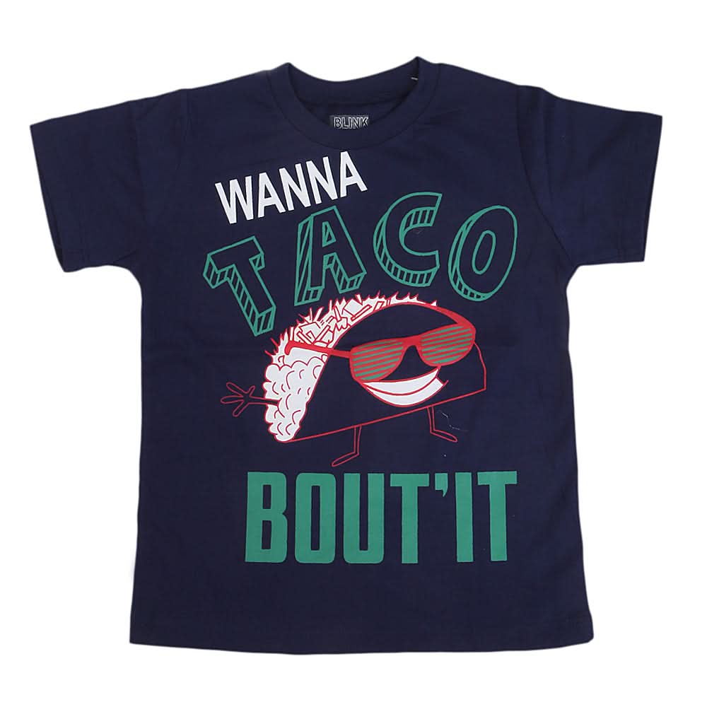 Boys Round Neck Half Sleeves T-Shirt - Navy Blue, Kids, Boys T-Shirts, Chase Value, Chase Value