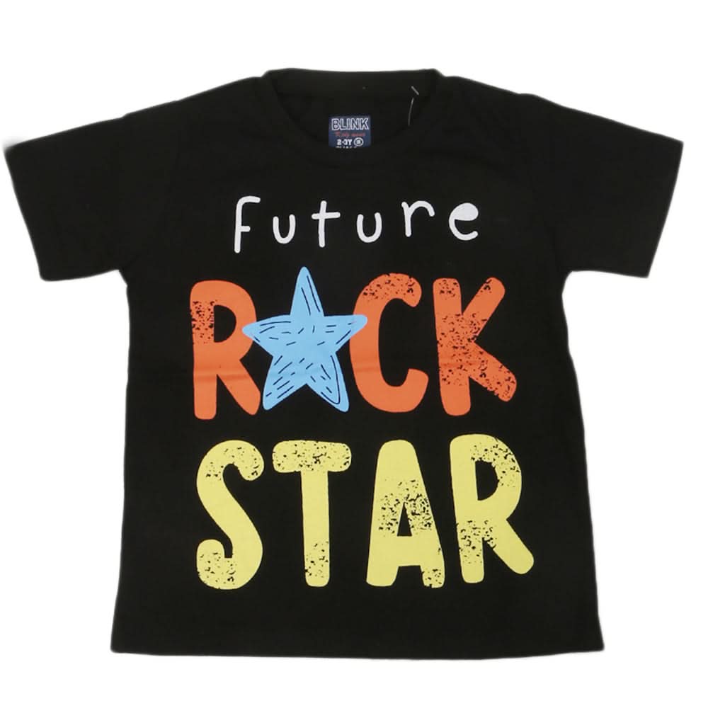 Boys Round Neck Half Sleeves T-Shirt - Black, Kids, Boys T-Shirts, Chase Value, Chase Value