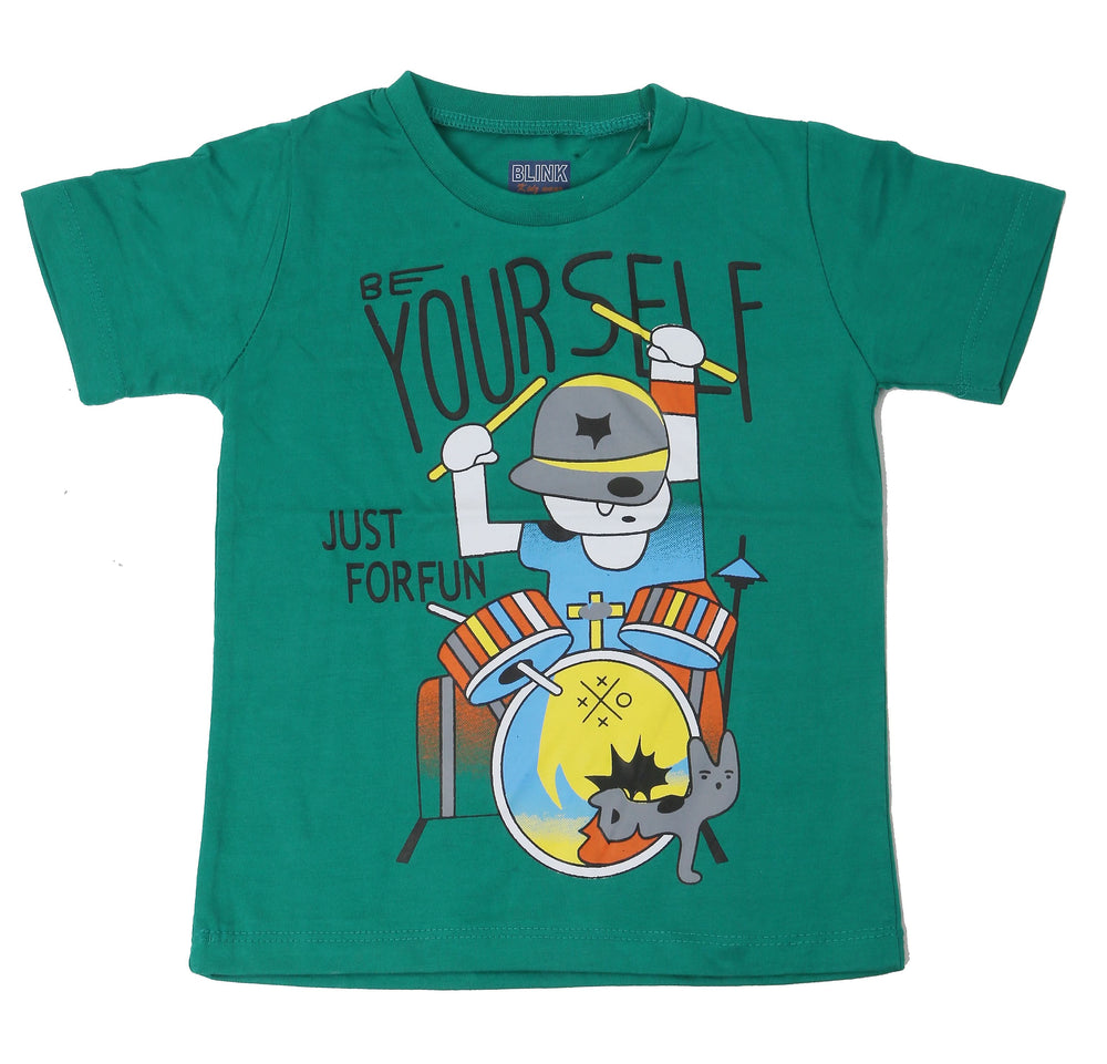 Boys Round Neck Half Sleeves T-Shirt - Dark Green, Kids, Boys T-Shirts, Chase Value, Chase Value