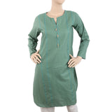 Women's Dobby Embroidered Kurti - Green, Women, Ready Kurtis, Chase Value, Chase Value