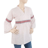Women's Printed Embroidered Top With China Gala - White, Women, T-Shirts And Tops, Chase Value, Chase Value