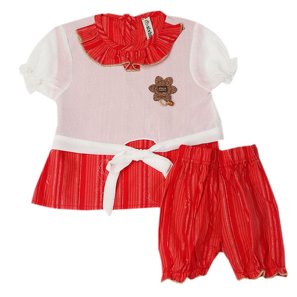 Newborn Girls Half Sleeves Suit - Red, Newborn Girls Sets & Suits, Chase Value, Chase Value